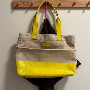 Kate Spade Canvas Tote with yellow coated trim